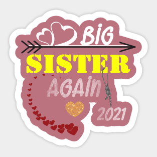 Big Sister AGAIN T-Shirt Baby Pregnancy Announcement Youth T-Shirt Gift for Big Sister Sticker